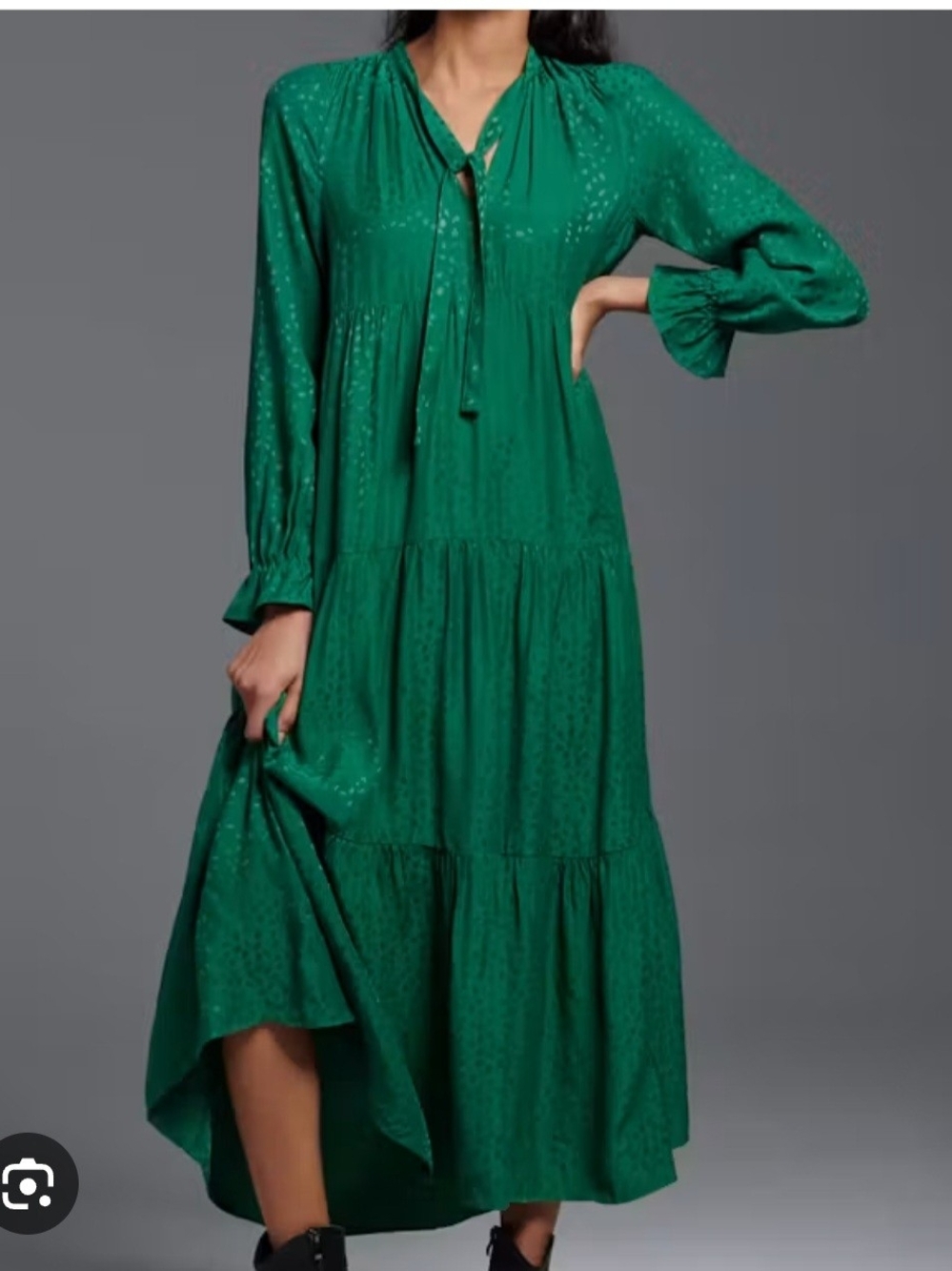Anthropologie Maeve Wendy Emerald Tiered Long-Sleeve Maxi Dress. Size 3x